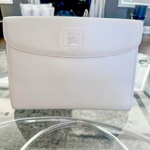 Authentic Vintage Burberrys White Leather Clutch